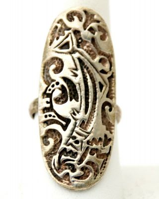 Gorgeous Rare Vintage Heavy 925 Sterling Silver Estate Filigree Ring.  Size 8.  25