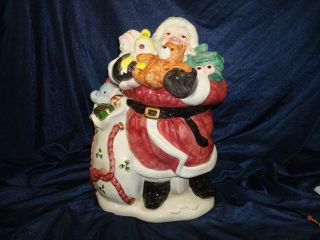 Rare Fitz And Floyd Santa Claus Cookie Jar Santa With Toy Sack 1988 Retired