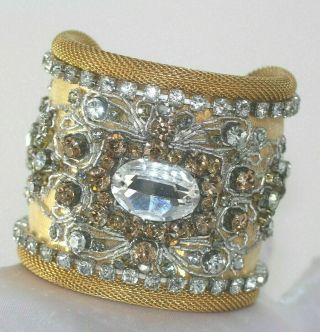 Huge Rare Jose & Maria Barrera Swarovski Crystal Cuff Bracelet
