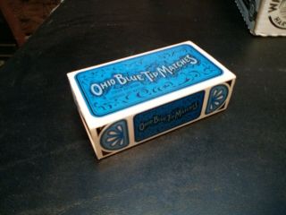 Vintage 1970 Ohio Blue Tip Matches Box Strike Anywhere Antique