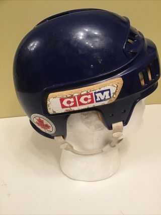 Vintage CCM Pro Standard Hockey Helmet W/ Foam Side Logo Padding RARE Blue sz M? 4