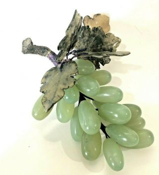 Antique Chinese carved Jade Leaves Stone Fruit Collectible Asian Grapes 2
