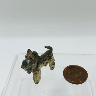 Vintage Cast Iron Metal Miniature Schnauzer Dog Paperweight Terrier Puppy