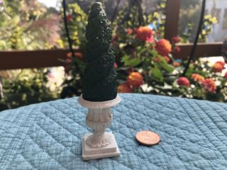 Vintage Dollhouse Miniature 1:12 Glass Spiral Topiary Green Shrub In Urn