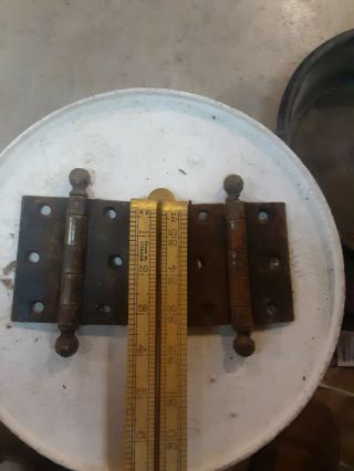 2 Antique Vintage Cannon Ball Pin Door Hinges 3.  25 " X 3 " Reclaimed Salvage Bh4