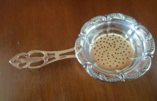 Vtg Victorian Silver Plate Ornate Tea Strainer Pierced Handle Hallmarked