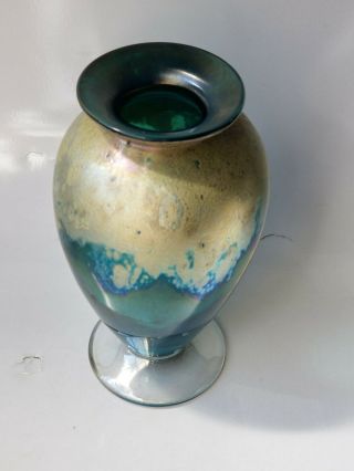 Chris Heilman 1992 signed Lava Series Vase Art Glass 8 x 5 inch Rare blue 2