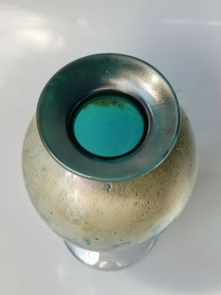 Chris Heilman 1992 signed Lava Series Vase Art Glass 8 x 5 inch Rare blue 3