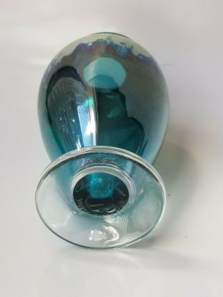 Chris Heilman 1992 signed Lava Series Vase Art Glass 8 x 5 inch Rare blue 5