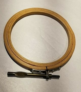 Vintage PFAFF 5 inch MARKED Wood Embroidery Hoop RARE SIZE - METAL TIGHTNING SCREW 2
