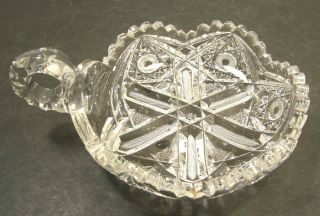 Antique Abp American Brilliant Cut Glass Nappy Dish Handled Candy Dish Sawtooth