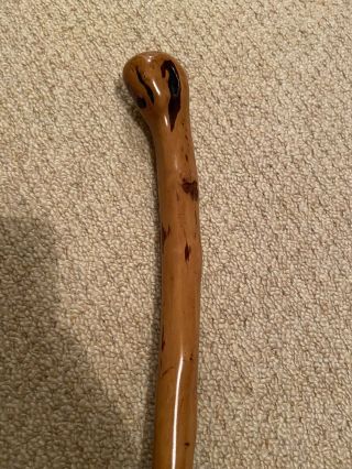 Hawthorn,  shaved bark,  natural honey coloured,  one piece cane/walking stick. 2