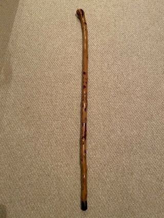 Hawthorn,  shaved bark,  natural honey coloured,  one piece cane/walking stick. 3