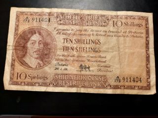 Rare 20.  01.  1959 / South African Reserve Bank / 10 Shillings / Banknote
