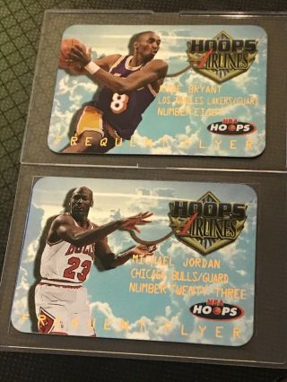 Michael Jordan And Kobe Bryant 97 Hoops Airlines Frequent Flyers (rare Inserts)
