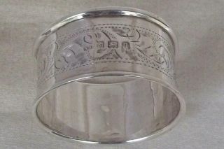 A Fine Antique English Solid Sterling Silver Napkin Ring Birmingham 1915.