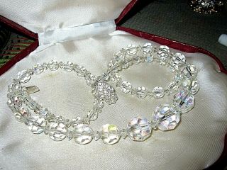 Lovely Vintage Large 13mm Aurora Borealis Crystal Necklace 20 "