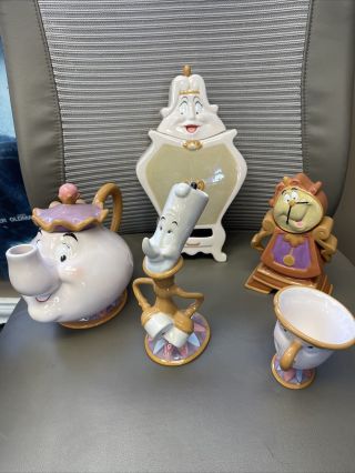 Disney Rare Beauty And The Beast 10th Anniversary Tea Set Very Hard To Find Wow