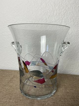 Rare Partylite Mosaic Calypso Candle Holder Stained Glass 9” T,  The Mouth Is 8”d