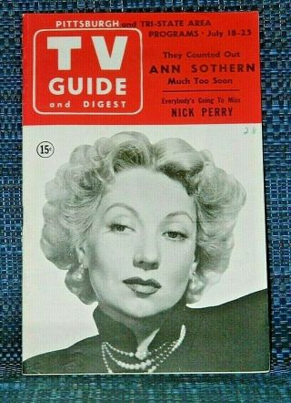 Tv Guide July 18 - 25 1953,  Ann Southern Very,  Rare