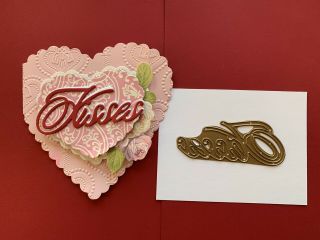 Anna Griffin Kisses Phrase Metal Cut & Emboss Die & Valetines Day Rare