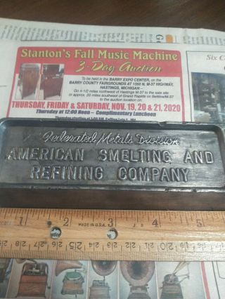 Antique Vtg Merit Metal Babbitt American Smelting and Refining Company 2