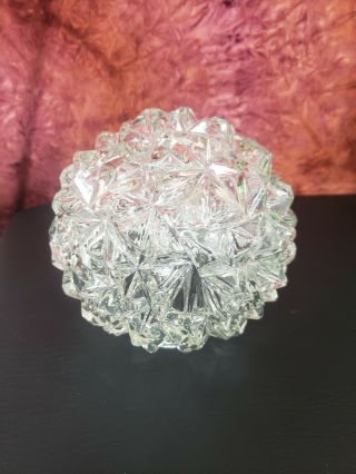 Vintage Crystal Clear Diamond Cut Glass Ball Hanging Light Fixture Shade Globe