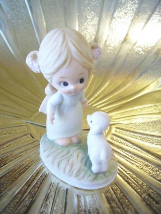 Rare Vintage Lefton Little Girl And Lamb Easter Figurine Sweet