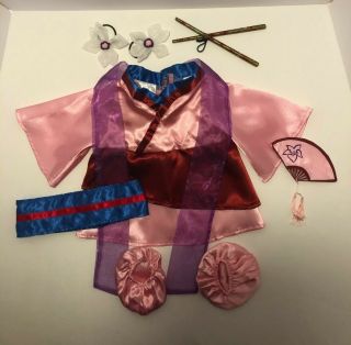 Rare Retired Build A Bear Disney Princess Mulan Outfit With Shoes & Accessories