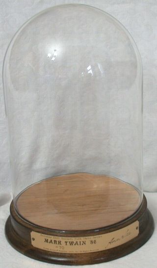 1986 Annalee Doll Society Folk Hero Mark Twain Glass Dome & Wood Display Case