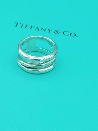 Rare Tiffany & Co Sterling Silver Zig Zag Wave Ring Size Uk O 1/2,  Us 7,  Eu 55