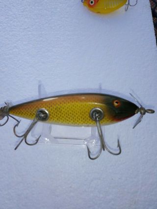 Vintage Old Wood Early Creek Chub Injured Minnow Golden Shiner Lure