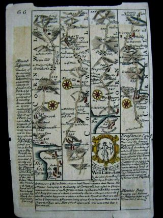 Unusual 17th Century Page From - Arms Of East Looe - English Book Double Map