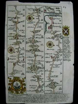 UNUSUAL 17TH CENTURY PAGE FROM - ARMS OF EAST LOOE - ENGLISH BOOK DOUBLE MAP 2