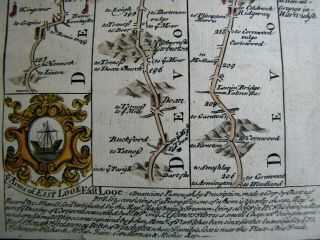 UNUSUAL 17TH CENTURY PAGE FROM - ARMS OF EAST LOOE - ENGLISH BOOK DOUBLE MAP 3