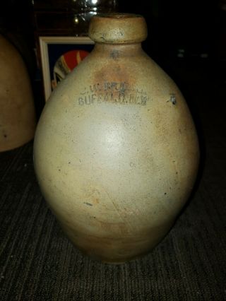 Antique Stoneware Jug Signed C.  W.  Braun Buffalo Ny Whiskey Jug