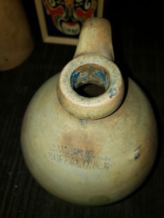 Antique Stoneware Jug Signed C.  W.  Braun Buffalo NY Whiskey Jug 3