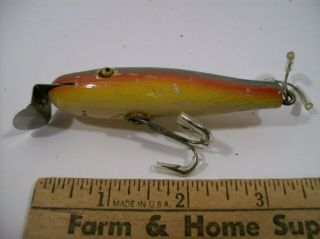 Vintage Creek Chub Bait Co.  908 Rainbow Baby Pikie Fishing Lure - Glass Eyes
