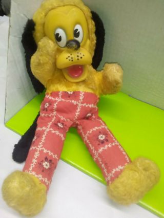 Vintage Gund Mfg.  Co Walt Disney Pluto Plush Rubber Face Doll 12 " Yellow Rare