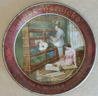 Antique Globe Wernicke Sectional Bookcases Tin Tip Tray Binghampton N.  Y.  1906