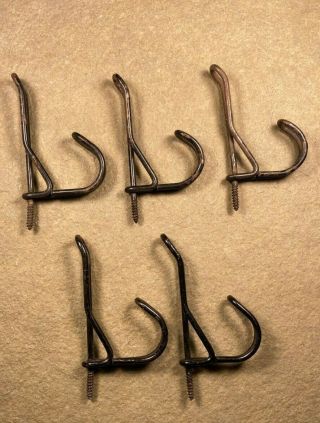 5 Vintage Antique Twisted Wire Coat Hat Hooks Screw In Style 3 " Farmhouse Rustic