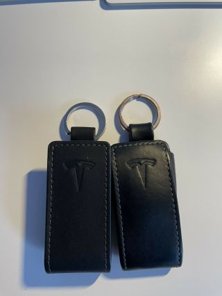 Rare Tesla Key Fob Cover Model S Leather Keychain Case