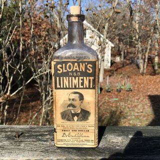 Antique C.  1916 Medicine Bottle With Label Sloan 
