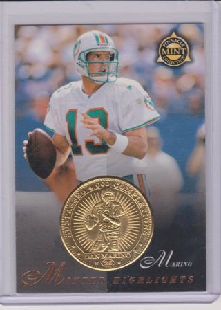 Rare 1997 Pinnacle Dan Marino Gold Plated Coin & Card 26 Miami Dolphins