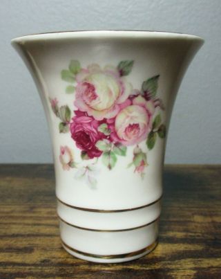 Vintage Schumann - Bavaria Antique Rose 4 " Bud Vase W/gold Trim Arzberg,  Germany