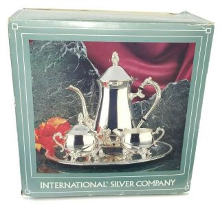1992 International Silver Company Silverplate 4 Pc Teapot Set 99115002 - W/ Box