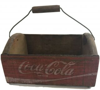 Vintage Coca Cola Wood Box Crate Carrier With Handle Coke Display