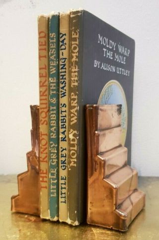 Antique Vintage Staircase Solid Copper Miniature Bookends