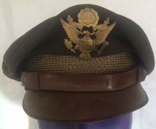 Rare Ww2 Australian Made Jones Brothers Us Army Officers Crusher Cap Named