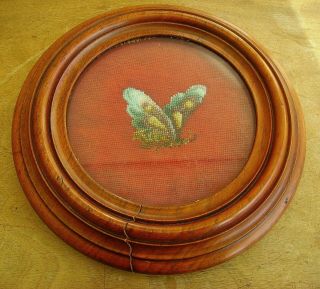 Victorian Mahogany Beadwork Butterfly Teapot Stand Antique Tapestry Arts &crafts